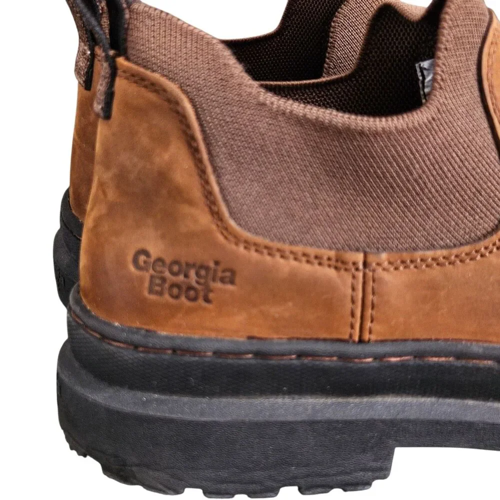 Georgia Boot Romeo Superlyte Mens 11 Brown Slip On Work Shoes Soft Toe Leather